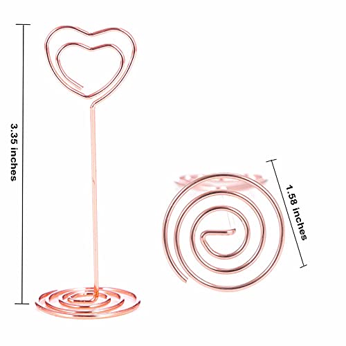 12pcs Table Number Holders Metal, 3.35 inch Place Card Stands for Wedding Centerpieces, Birthday Party - Table Card & Photo Picture Holders (Rose Gold-Heart Shaped) - color: Rose Gold-Heart Shaped