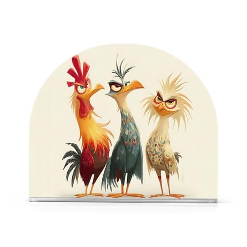 Funny Rooster Napkin Holder Acrylic Tissue Dispenser Non-slip Holds 50-60 Napkins Freestanding Tissue Dispenser Box For Kitchen Dining Car Decor - color: Funny Cartoon Roosters