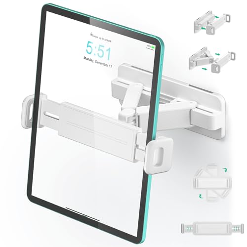 Mistriddle Tablet Wall Mount Holder, Dual Installation, 360° Rotation - color: White