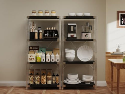4-Tier Industrial Bookshelf, Wood and Metal Shelf Unit, Storage Bookcase - color: Black, size: 4T24IN