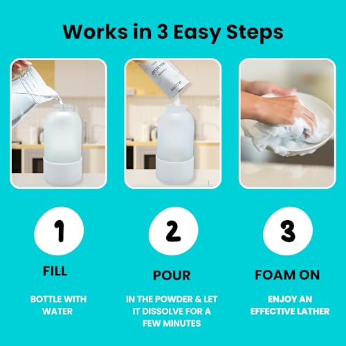 Foaming Dish Soap Refills (5pk), Concentrated Powder to Liquid Refills Make 5 Bottles x 12oz each of Non Toxic, Eco Friendly Unscented Dish Soap, Septic Safe - style: 5 Pack Refills-Unscented