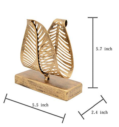 OwlGift Freestanding Modern Napkin Holder with Leaf Design, Tabletop Tissue Dispenser, Countertop Napkin Storage Organizer – Bronze - color: Bronze