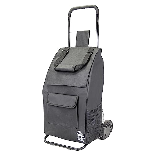 dbest Products Trolley Dolly Compact with Pockets – Foldable Grocery Cart on Wheels – Multi Use Rolling Cart with Removable Bag, Storage Pockets, and Hand Truck Dolly Function, Black - size: Compact