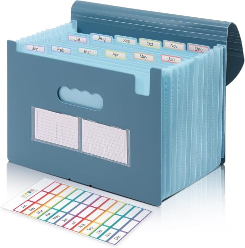 SKYDUE Accordion File Organizer, Expanding File Folder with 13 Pockets, Portable Document Paper Bill Receipt Organizer, Home School Office Supplies, Letter A4 Size Haze Blue - color: Haze Blue