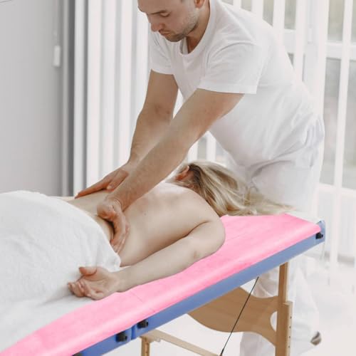 100PCS Disposable Massage Table Sheets, Pink Spa Bed Covers for Esthetician, Spa, Waxing, Lash, Tattoo, Salon Table, 31.5" X 71" - color: pink