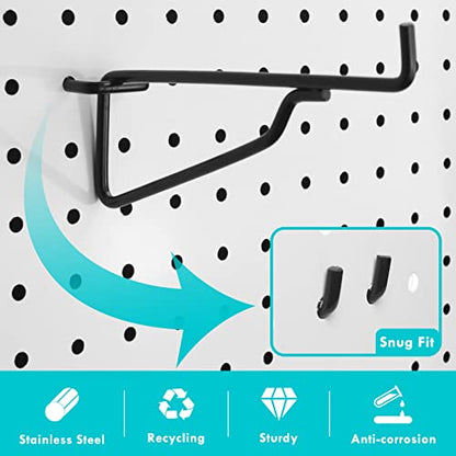 Pegboard Shelf Hooks 8Pack Black 8" Metal Brackets, Peg Board Accessories - color: Black, size: 8 Inch