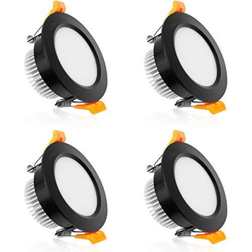 3 Inch LED Recessed Lighting, Dimmable Downlight 5W (40W Halogen Equivalent), CRI 80, 3000K Warm White Ceiling Light with LED Driver (4 Pack) - color: 3000k (Warm White), size: Black-3Inch-4Pack