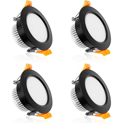 3 Inch LED Recessed Lighting, Dimmable Downlight 5W (40W Halogen Equivalent), CRI 80, 2700K Ultra Warm White Ceiling Light with LED Driver (4 Pack) - color: 2700k (Ultra Warm White), size: Black-3Inch-4Pack