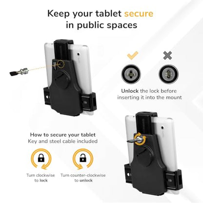 Mount-It! Universal Tablet POS Stand with Key Lock, Bolt-Down Base, Silver - size: Counter - Wide Base