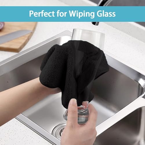 HOMEXCEL 100PK Microfiber Cleaning Cloth, Cleaning Rag for Home, 11.5x11.5 - color: Black