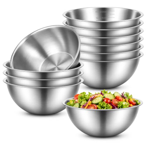 MySHUCE12Pcs Stainless Steel Mixing Bowls with Graduations for Kitchen Home
