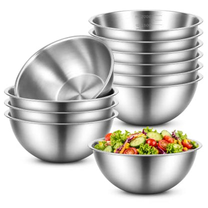 MySHUCE12Pcs Stainless Steel Mixing Bowls with Graduations for Kitchen Home