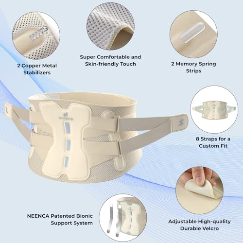 NEENCA Back Brace For Lower Back Pain Relief, Back Support Brace Men Women - color: Skin-Single, size: XX-Large