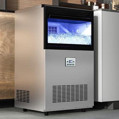 YITAHOME 120Lbs Commercial Ice Maker Machine ETL & DOE Certificated, Big Ice Makers Freestanding for Home Cafe Bar Restaurant Under Counter Ice Machine Commercial, 50pcs with 33lbs Storage Bin - size: 120LBS