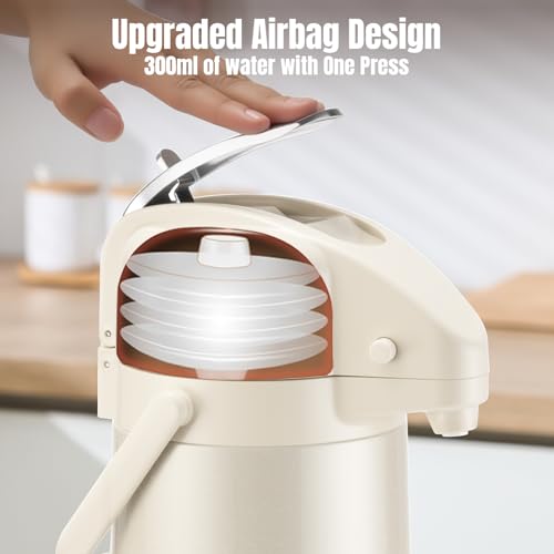 PARACITY Coffee Dispenser with Pump, Airpot Coffee Carafe, 84.5 oz, White - color: White