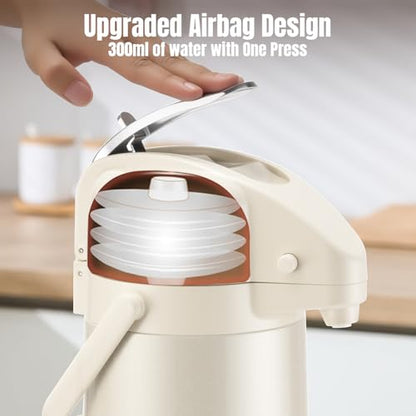 PARACITY Coffee Dispenser with Pump, Airpot Coffee Carafe, 84.5 oz, White - color: White