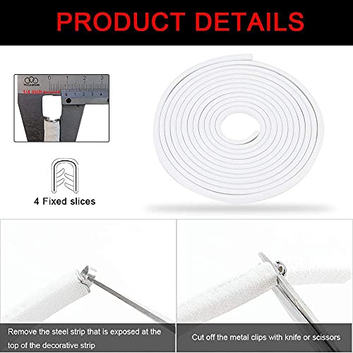 Winunite 65.6ft (20m) No Glue Car Door Edge Guards White - color: white, size: 65.6 ft