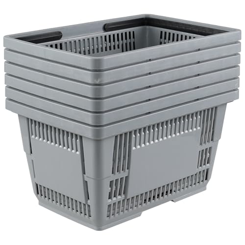 28L 6 Pcs Plastic Shopping Baskets with Handles