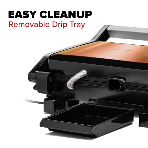 OVENTE Electric Indoor Panini Press Grill + Sandwich Maker, Copper GP0620CO - color: GP0620CO
