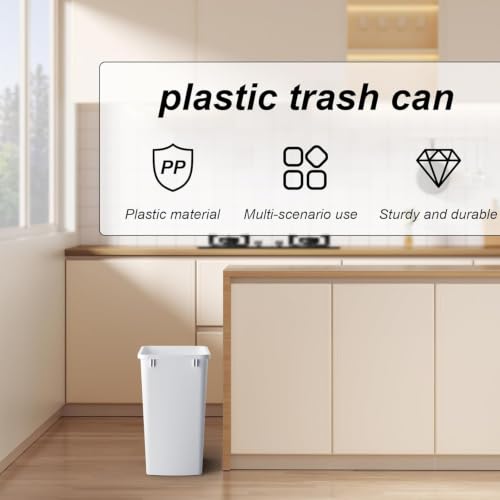 ROOMTEC 35QT Kitchen Trash Can,Sturdy and Lightweight Slim Trash Can,2-Pack - color: White, style: 2PCS