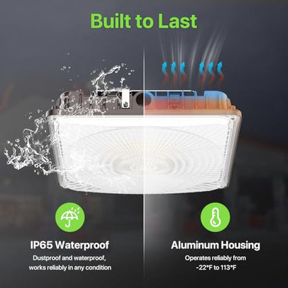 Glitgate LED Canopy Lights100W/80W/60W & 3CCT Adjustable, 11000LM 120V - size: 4 Pack