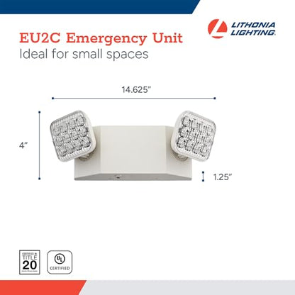 Lithonia Lighting Basics LED Emergency Light, Adjustable Heads 120/277V 2Pk - size: Generation 3 (White, 2-Pack), style: Square Lamp