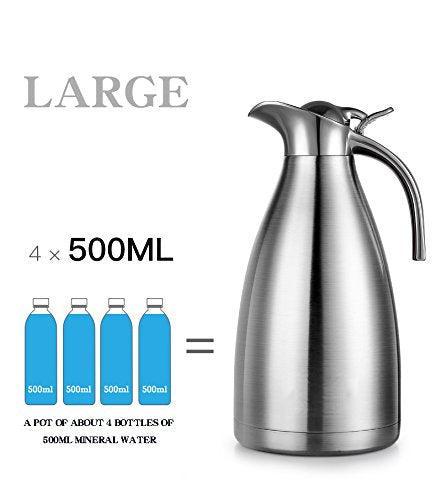 Sumerflos 68 Oz Stainless Steel Coffee Thermal Carafe/Double Walled Vacuum Thermos Insulated / 12 Hour Heat Retention / 2 Liters (Green) - color: Green