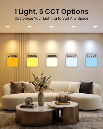 Sunco 24 Pack 6 Inch LED Can Lights, Retrofit Recessed Lighting, Smooth Trim, 965 LM, 13W (60W Equivalent), Selectable CCT 3000K/4000K/5000K/6000K/6500K, Dimmable, Damp Rated UL - size: 6"