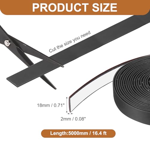 Smoke Fire Seal Strip 16.4Ft 18mm / 0.71" W x 2mm/0.08" T Black - color: Black, size: 16.4FT x 18mm / 0.71" W x 2mm/0.08" T