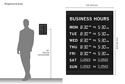 Kubik Letters Business Hours Sign With Vinyl for Numbers - Open Closed Sign for Stores and Restaurants - Glass Door Operation Hours