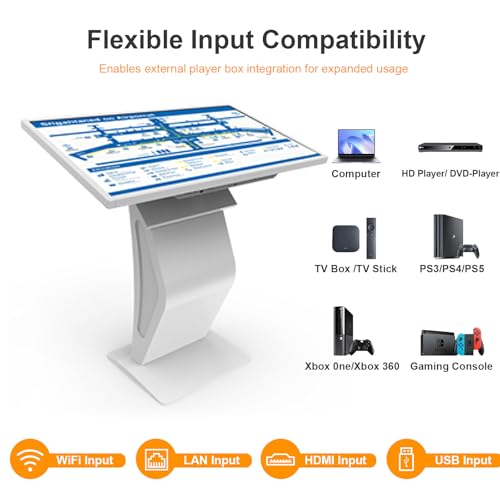 32 Inch Touch Screen Kiosk, 10pt PCAP Touch Screen Digital Signage, Plug&Play K-Style Indoor Digital Signage, Interactive LCD Display Signage, CMS/U-Disk Publish Content, Split Screen, Android 11 - color: 32"+White (Android OS)