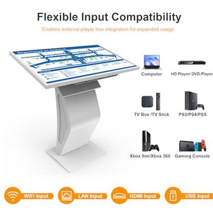 32 Inch Touch Screen Kiosk, 10pt PCAP Touch Screen Digital Signage, Plug&Play K-Style Indoor Digital Signage, Interactive LCD Display Signage, CMS/U-Disk Publish Content, Split Screen, Android 11 - color: 32"+White (Android OS)