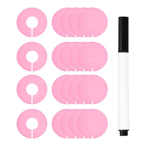 uxcell Clothes Dividers,20 Pack Round Closet Rack Dividers Clothing Rack Size Dividers Blank Labels with Marker Pen Writable & Reusable for Hanging Clothes Sorting Size, Pink - color: Pink