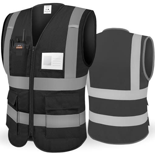 TICONN High Visibility Reflective Safety Vest for Men & Women, ANSI Class 2 - color: Black, size: XX-Large