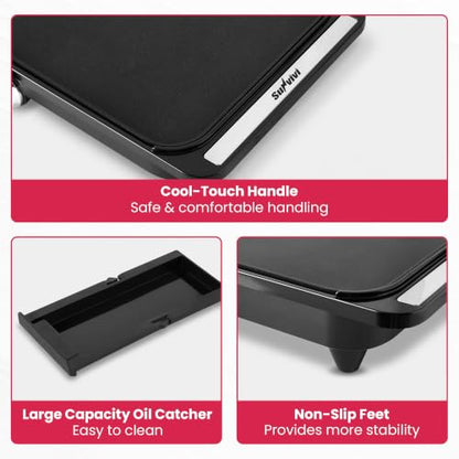 38" x 10" Foldable Electric Griddle with 2 Cooking Zones