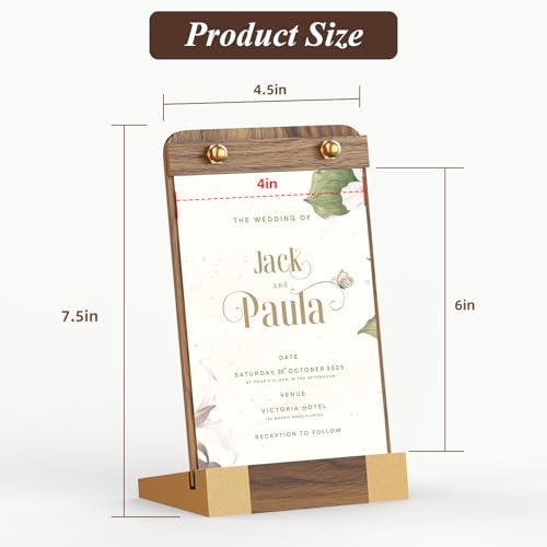 PPH-Sisy 4 Pack Acrylic Sign Holders 4x6 with Wood Base, Tabletop Display Sign Stand for Menu Flyer Poster, Clear Acrylic Paper Frame for Restaurant Coffee Shop Hotel Office Exhibition - size: 4x6-4 Pack
