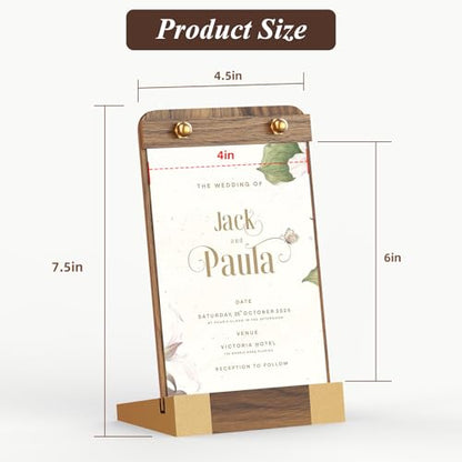 PPH-Sisy 4 Pack Acrylic Sign Holders 4x6 with Wood Base, Tabletop Display Sign Stand for Menu Flyer Poster, Clear Acrylic Paper Frame for Restaurant Coffee Shop Hotel Office Exhibition - size: 4x6-4 Pack
