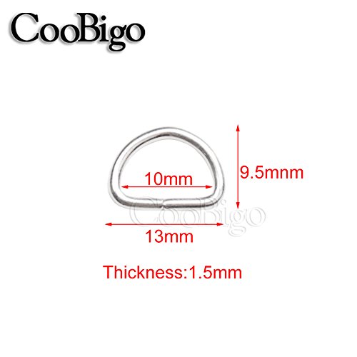 CooBigo 100 Pack 3/8" Dee Rings D-Ring Metal Buckle Strap Sewing Accessories FLQ010 - color: Silver, size: 3/8 Inch