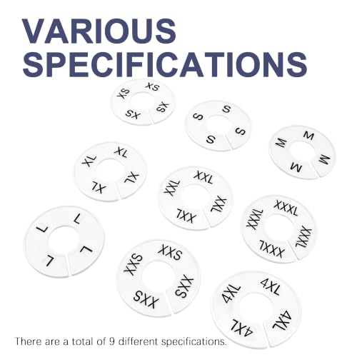 45Pcs Clothing Size Dividers Round Plastic White - color: White-9 Sizes (Xxs-xxxxl)