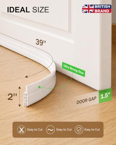 HNNHOME Door Draft Stopper, Door Sweep, Weather Stripping Seal, 39.4 Inch