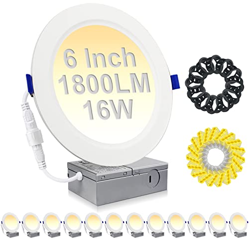 HiBay 6in 12-Pack Canless LED Recessed Lighting, 1800lm 5CCT, Dimmable - color: 5CCT, size: 12 Pack