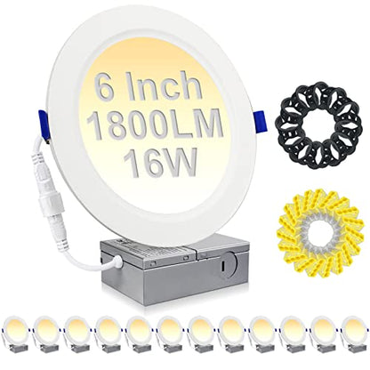 HiBay 6in 12-Pack Canless LED Recessed Lighting, 1800lm 4000K, Dimmable - color: 4000K, size: 12 Pack
