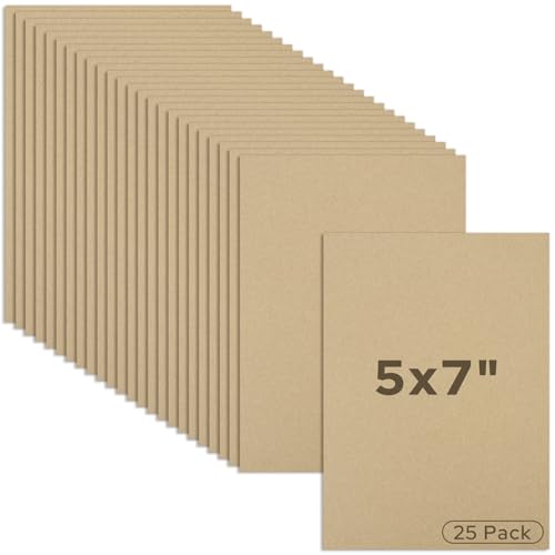Mat Board Center 25 Pack 5x7 Corrugated Cardboard Sheets 1/8" Flat Pads - color: Brown, size: 5x7