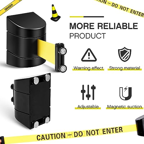 Barydat 1 Pcs 16.4 ft Retractable Barrier, Caution Do Not Enter, Black - color: Black, size: Caution Do Not Enter