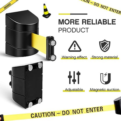 Barydat 1 Pcs 16.4 ft Retractable Barrier, Caution Do Not Enter, Black - color: Black, size: Caution Do Not Enter