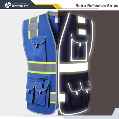 JKSafety Reflective Safety Vest for Men Cushioned Collar JK89 Blue S - color: Bluet1s1, size: Small