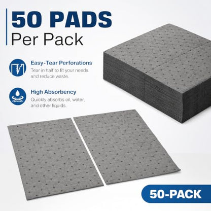 Okllen 50 Pcs Oil Absorbent Pads, 16"x18" Pigmats Spill Pads Dimpled Texture for Fast Spill Cleanup for Garage, Workshop & Industrial Use