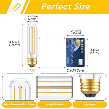 Dimmable E26 T10 LED Bulb Tube Light Bulbs 6W,2700K Solf White 600LM - color: Warm White 2700k, size: 5 Inch-4 Count