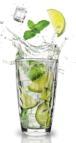 Topsky 16oz Plastic Tumblers Drinking Glasses Set of 4, Clear Acrylic Drinking Cups Wine Glasses Beverage Cups for Daily Use, Poolside, Outdoor&Indoor - Stackable, Dishwasher Safe, Easy to Clean - color: Clear 16oz