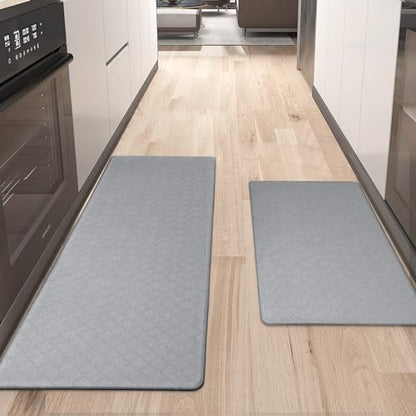 HEBE Anti Fatigue Kitchen Rugs Set of 3, Cushioned Kitchen Mats for Floor - color: Grey